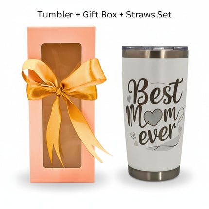 20oz Best Mom Ever Insulated Tumbler with Lid Straws Gift Set