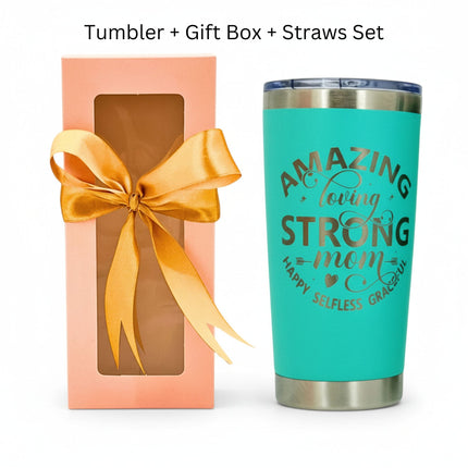 20oz Best Mom Ever Insulated Tumbler with Lid Straws Gift Set