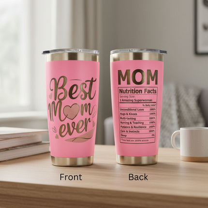 20oz Best Mom Ever Insulated Tumbler with Lid Straws Gift Set