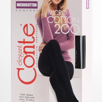 Conte Microcotton 200 Den - 68% Cotton Warm Opaque Women's Tights (18С-70СП)