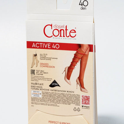 Conte Active 40 Den - Semi-Matte Compression Knee-Highs for Women (21С-183СП)