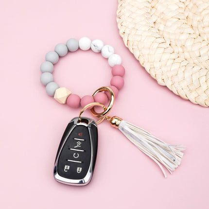 Silicone Color Block Key Ring Bracelet