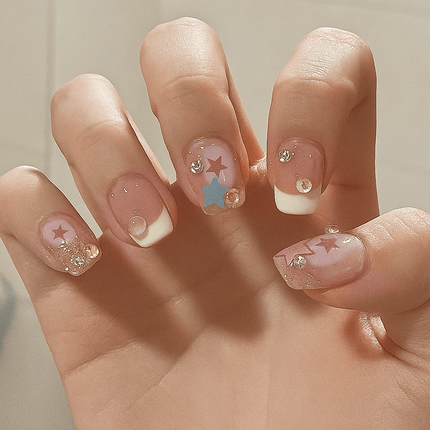 24PCS Press On Nails with Glue – Crystal Design for Women