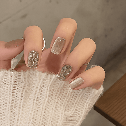 24PCS Press On Nails with Glue – Crystal Design for Women