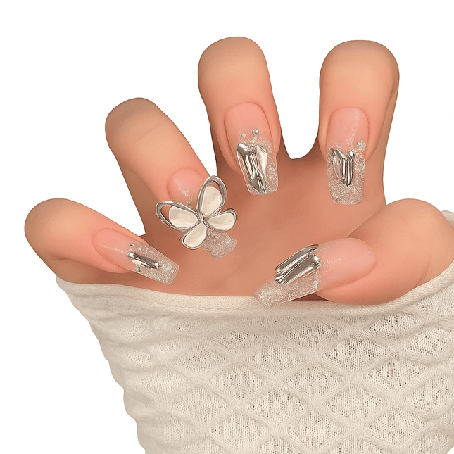 24PCS Press On Nails with Glue – Crystal Design for Women