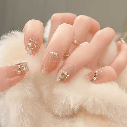 24PCS Press On Nails with Glue – Crystal Design for Women