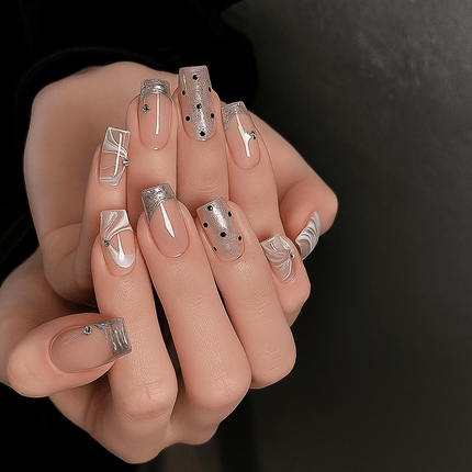 24PCS Press On Nails with Glue – Crystal Design for Women