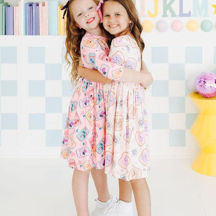 Girly Pop 3/4 Sleeve Pocket Twirl Dress