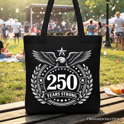 250th Anniversary Strong Eagle Tote Bag, 4th of July USA Patriotic 1776–2026 Gift Shopper