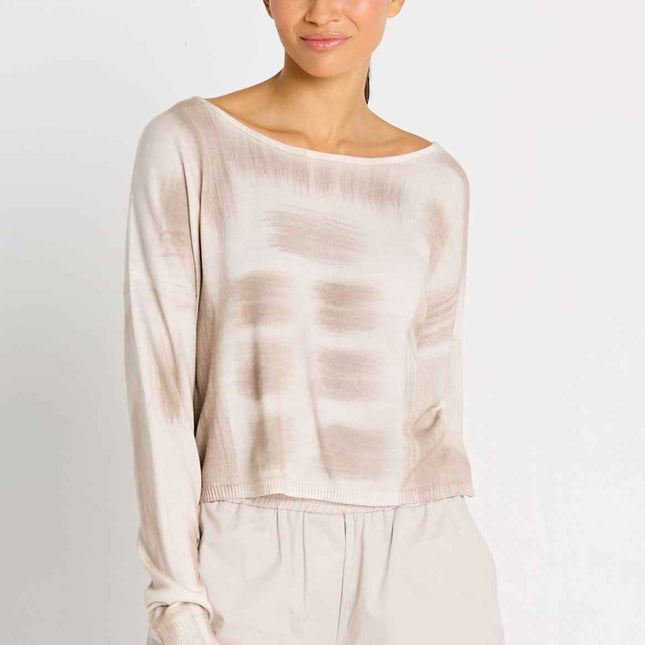 Pima Cotton Paintbrush Sweater - White/Putty