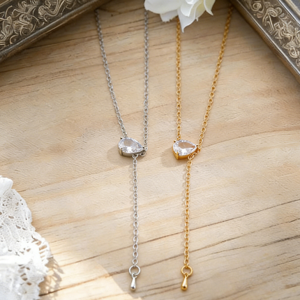 Micro-Set Teardrop Zircon Tassel Necklace