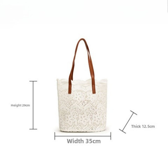 Lace hobo bag for women, shopping shoulder handbag, embroidered flower hollow tote bag - Dashing Nova
