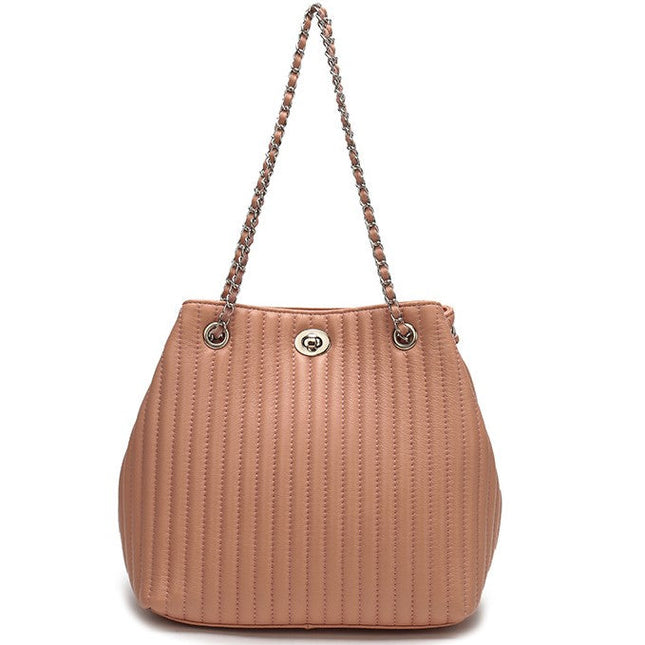 Large Hobo bag Chain Handle Cowhide Bucket Fashion Shoulder Handbag Genuine Leather Embroidery - Dashing Nova