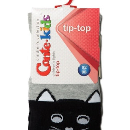 #4С-02СП(466) - Tip-Top Conte-Kids Classic Solid Cat Face Cotton Tights For Girls 2yr. 4yr. 6yr. 8yr. 10yr. 12yr.