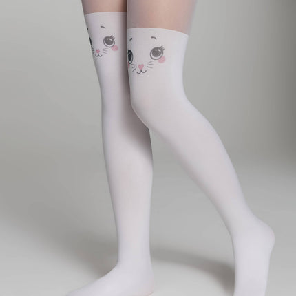 Conte Cat 20/50 Den - Fantasy Tights For Girls with imitation of knee socks & a cat's face - 4yr. 6yr. 8yr. 10yr. 12yr. (21С-108СП)