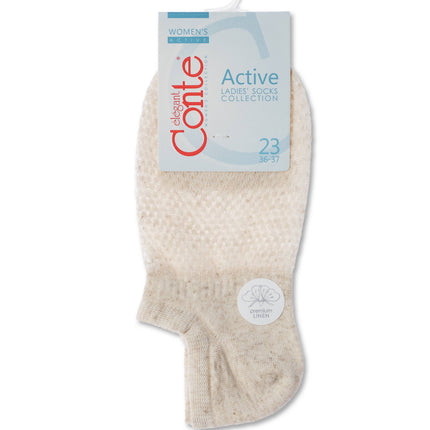 Conte Active #20S-106SP(251) - 1 pair Ultra-short Cotton Women's Socks with linen