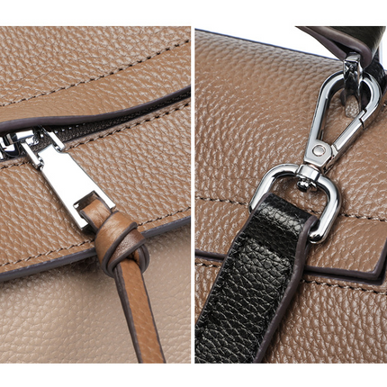 Genuine leather bag for female bag shoulder bag large capacity with contrast color pattern tote