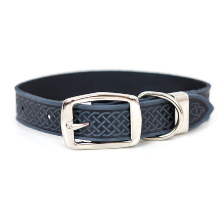 Celtic Double Buckle Style Leather Dog Collar