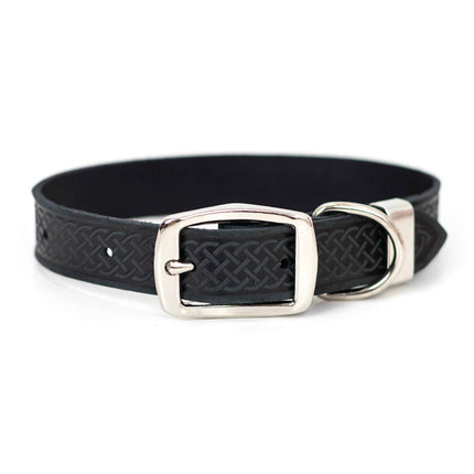 Celtic Double Buckle Style Leather Dog Collar