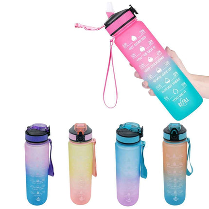 Sports Water Bottle 32 oz – Flip Straw & Time Marker Hydration