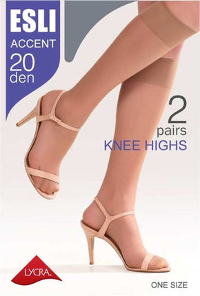 Conte/Esli Accent 20 Den - Thin Knee-Highs For Women - 2 Pairs (Pack) (8С-3СПЕ) new