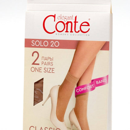 Conte Solo 20 Den - 2 Pairs (Pack) - Elegant Classic Women's Socks - One Size #20S-199SP