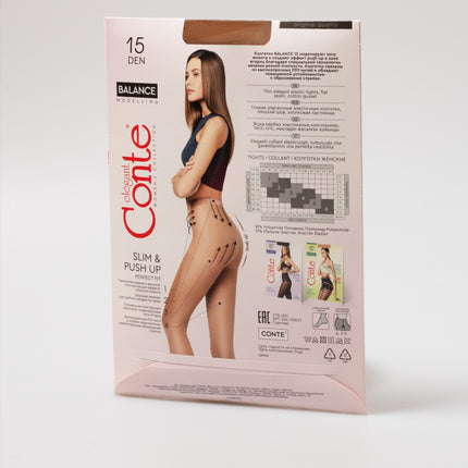 Conte Balance 15 Den - Modelling Women's Tights with slim and push up effect (8С-73СП)