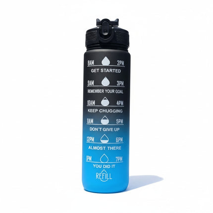 32 oz Motivational Gradient Water Bottle with Straw & Time Markers