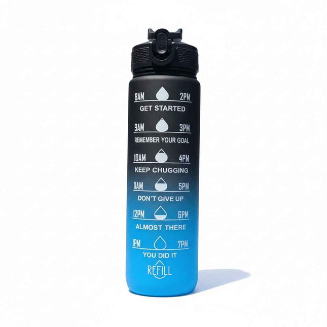 32 oz Motivational Gradient Water Bottle with Straw & Time Markers