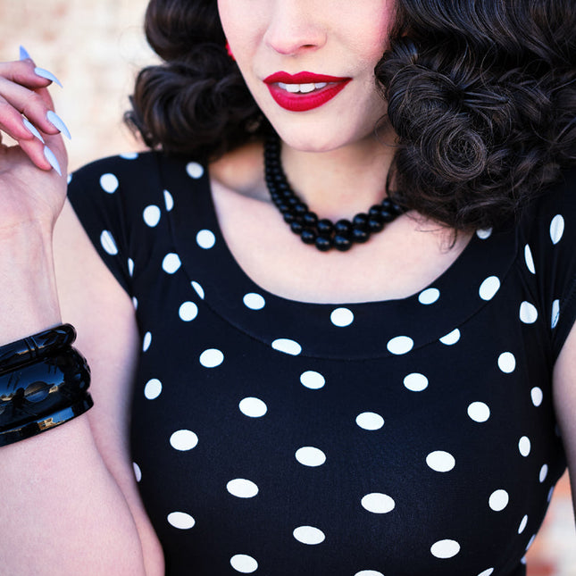 Boat Neck Top in Polka Dots