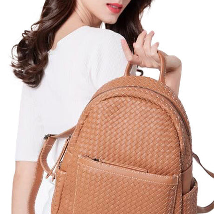 Woven backpack purse for women beige 2068 BR