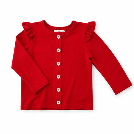 Red Ruffle Cardigan