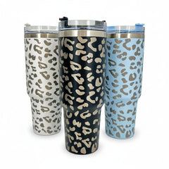 40 oz Tumbler with Leopard Print – Trendy and Insulated for Daily Use