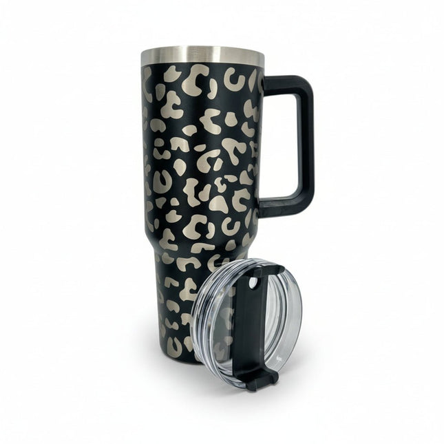 40 oz Tumbler with Leopard Print – Trendy and Insulated for Daily Use