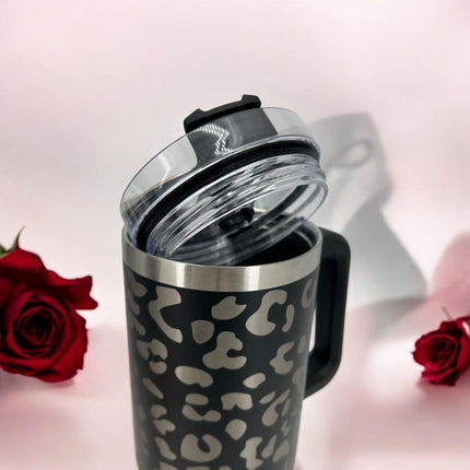 40 oz Tumbler Stainless Steel Double Wall Insulated with Handle and Straw