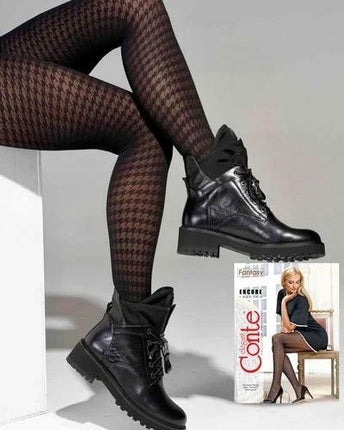 Conte Encore 25 Den - Fantasy Women's Tights with an openwork houndstooth pattern (17S-77SP)