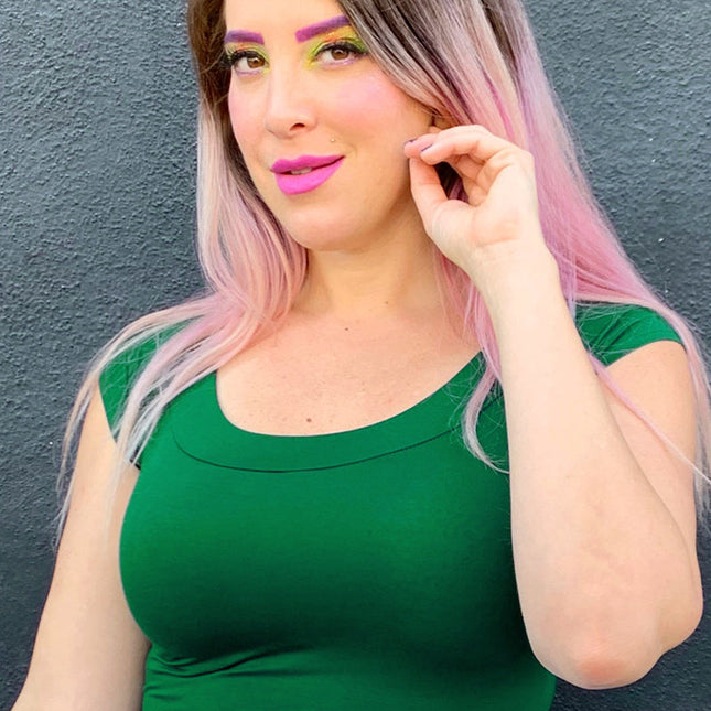 Retro Boat Neck Top in Kelly Green