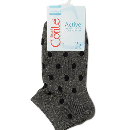 Conte Active #19S-61SP(155) - 1 pair Cropped Viscose Women's Socks (with metallic lurex shimmer and a polka-dot pattern)