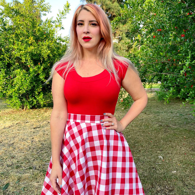 Red Gingham Skater Skirt