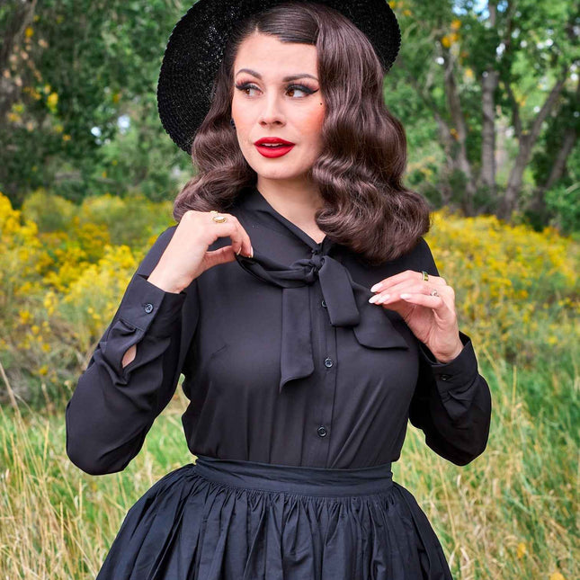 Helen Retro Blouse in Black