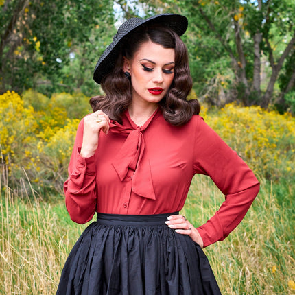 Helen Retro Blouse in Cognac - 3X only