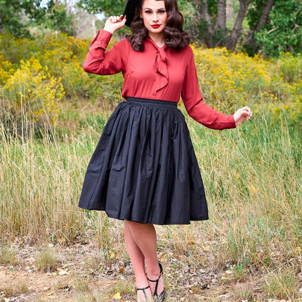 Helen Retro Blouse in Cognac - 3X only