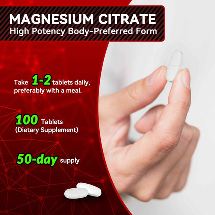 I Love Health Magnesium Citrate, 400mg, Heart Health Support, 100 vegetarian Tablets