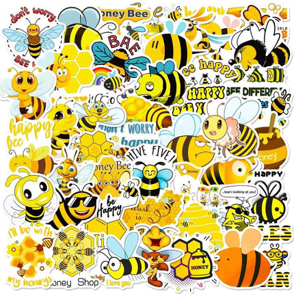 Honey Bee Vinyl Stickers – 50 Waterproof, Non-Duplicate Set