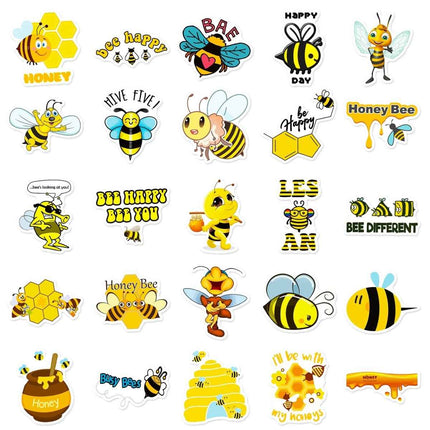 Honey Bee Vinyl Stickers – 50 Waterproof, Non-Duplicate Set