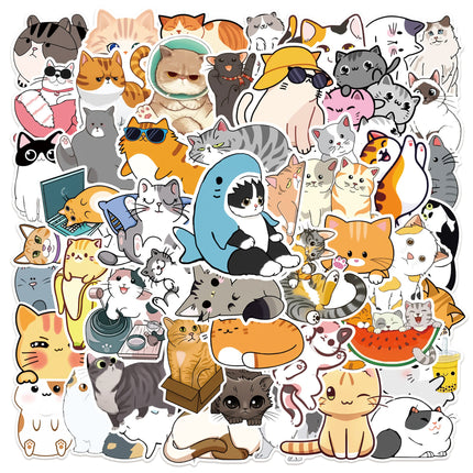 (50 pcs) Cat Stickers Non-toxic Vinyl Stickers for Laptops Water Bottles and More