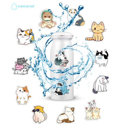 (50 pcs) Cat Stickers Non-toxic Vinyl Stickers for Laptops Water Bottles and More