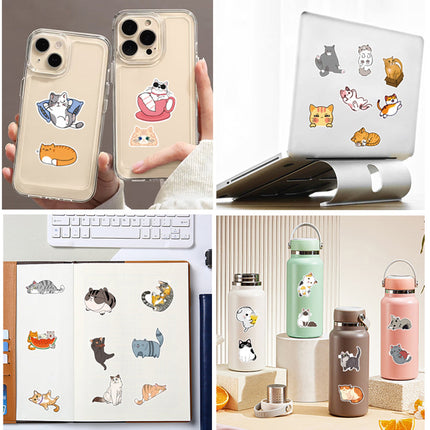 (50 pcs) Cat Stickers Non-toxic Vinyl Stickers for Laptops Water Bottles and More