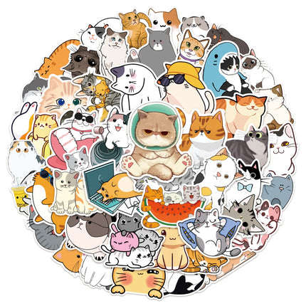 (50 pcs) Cat Stickers Non-toxic Vinyl Stickers for Laptops Water Bottles and More