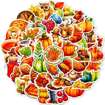 50-Piece Pumpkin Sticker Set – Waterproof Vinyl for All Surfaces